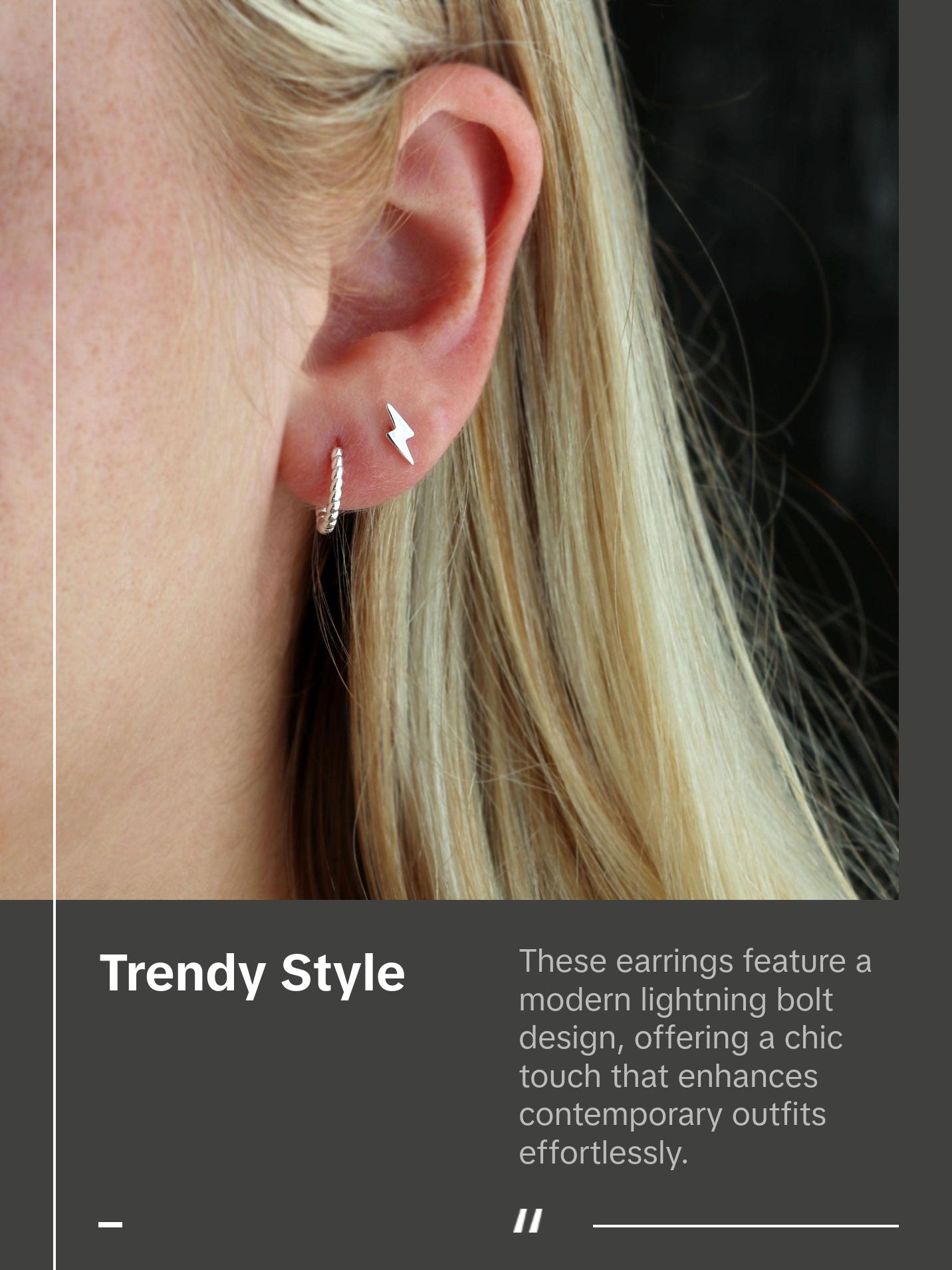 Lightning Bolt Stud Earrings