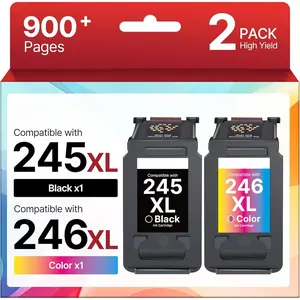 PG-245 XL/CL-246 XL Ink Value Pack (2 Cartridges) Replacement for  245XL 246XL Combo Pack 245XL Ink  Compatible with Pixma TS202/TR4520/MG2525/TS3322/TS3320/MG2522/TS302/MG2520/MX490