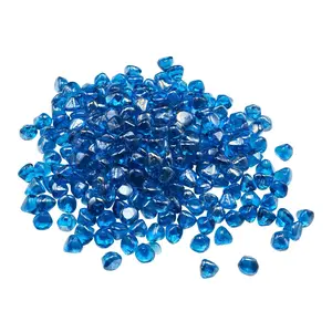 VEVOR Fire Glass, 10LBS / 4.5KG High-Temperature Resistant Fireplace Rocks, 1 Inch / 25.4 mm Reflective Firepit Glass Diamond Beads, High Luster Stone Landscaping for Fire Pit Table, Caribbean Blue
