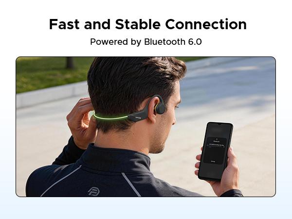 BoneBeat Run Ray IP66 Bone Conduction Headphones for Running, LED Safety Light, Open-ear design, Up to 10 Hours Playtime, Bluetooth 6.0 with Dual-Device Connectio