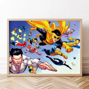 Invincible War Themed Unframed Poster Mark’s Universe Variant Art Wall Decor Omni Man Think Mark Think Multiverse Battle Comic Style Gift for Teens Living Room Bedroom Dorm