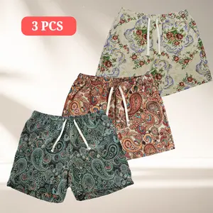 3 Pack, Paisley Plaid, Pocketed Shorts, Athletic, Gym, Basketball, Running, Outdoor, Belted, Quick-Dry, Street Style, Viral TikTok, 2026 Trend