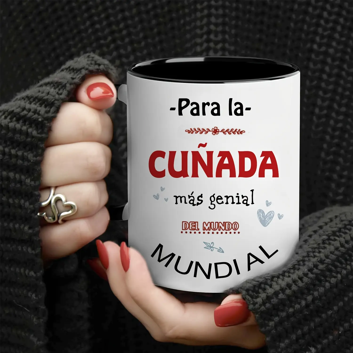 11.1oz Spanish-Inspired Ceramic Mug - Custom Artwork Cup with "Para la mejor amiga del mundo" Design, Wide Mouth, Microwave-Safe, Lightweight, Camping-Ready Mug, Christmas Gift for Bestie/Best Friend, Kitchenware Drinkware