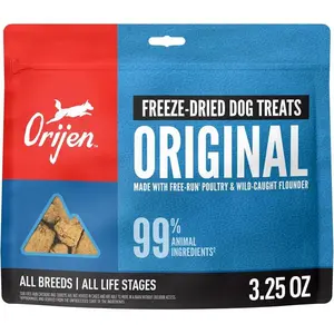 ORIJEN Grain Free High Protein Freeze Dried Dog Treats Original Recipe 3.25oz Bag