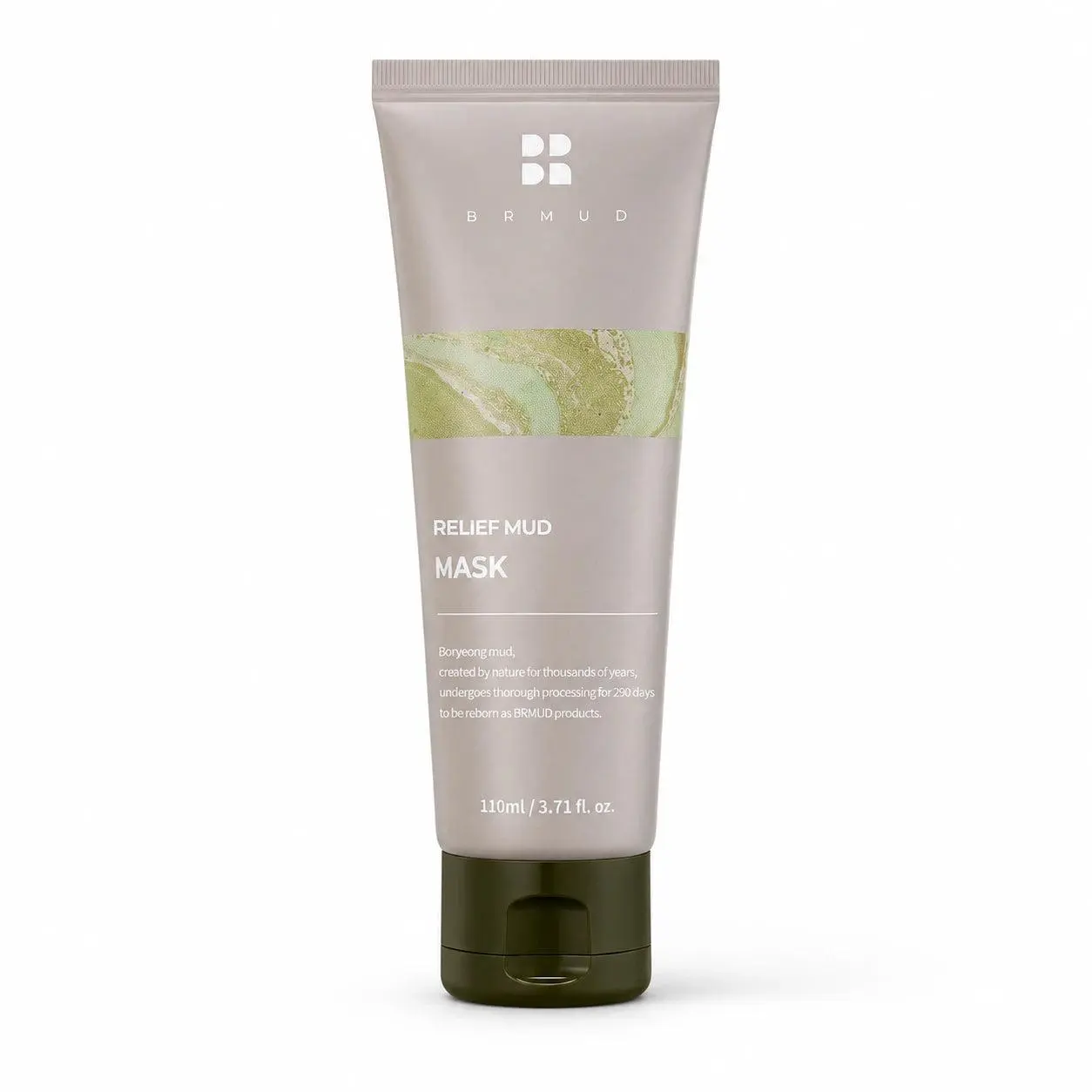 BRMUD Relief Mud Mask 110ml, Korean Wash Off Clay Mask with 30% Boryeong Mud + Bentonite + Kaolin for Pores and Oil