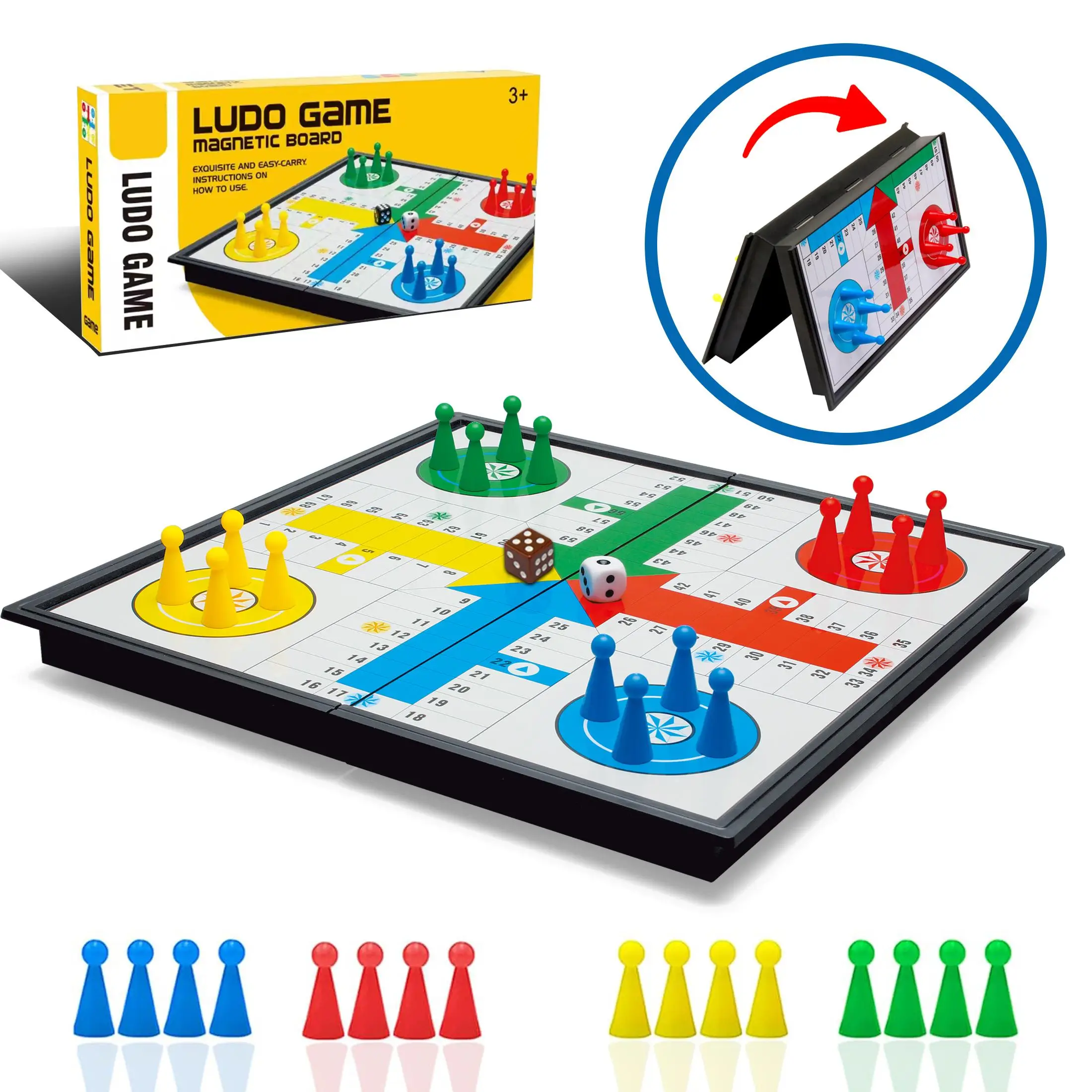 Dice Board Game Set, Foldable Chessboard Portable Design Lightweight Travel Game Set, Best Choice for Children and Adult Family Game Interaction