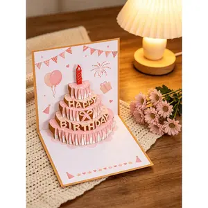 3D Handmade Birthday Card, Style Cake Balloon Design, Perfect Gift for Friends Family Kids, Party Decoration, Festival Souvenir