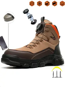 Men Women Lightweight Safety Workwear Shoes, Impact Resistant Toe Cap, Thick Kevlar Anti-Puncture, Knob Lacing, Casual All Season Footwear