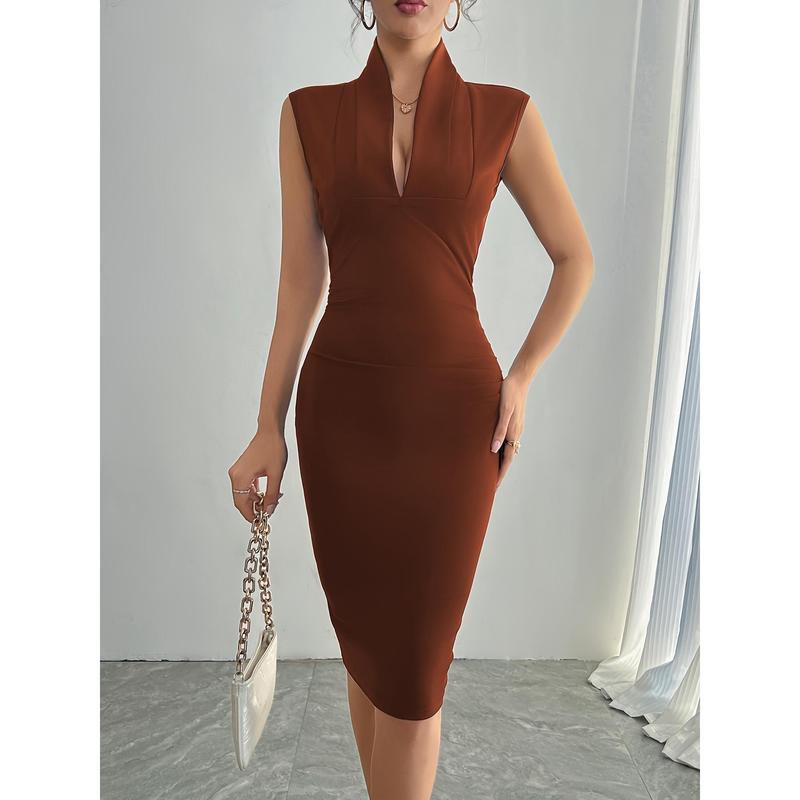 Women's summer pleated dress in solid color Casual Womenswear Formal Workwear biker shorts women basketball parke athletic