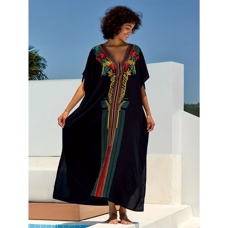 Moroccan Kaftan Dresses For Women Plus Size Caftans Loungewear Embroidered Beach Kaftan Cover Up Mumu House Dress