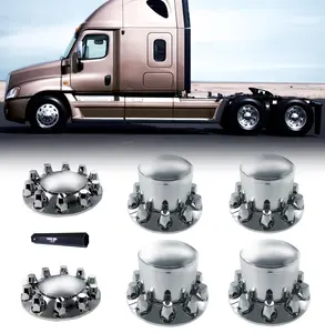 Chrome Front and Rear Axle Wheel Cover Set for Semi Trucks