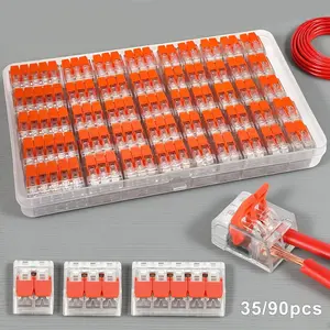 90/75/35pcs Wire Quick Connectors, Lever Type DIY Cable Connectors (28-12 Awg), 2/3/5 Port Push-In Electrical Terminal Blocks