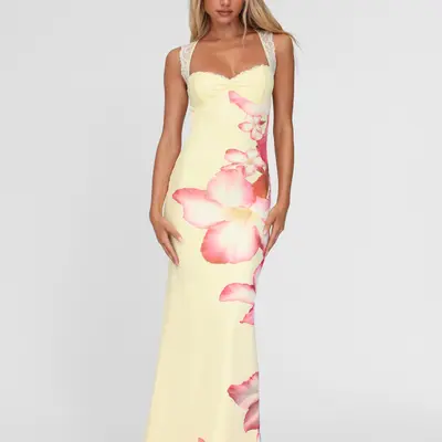 chinese dress ladies It's A Match Beige Floral Maxi Dress – Shop the Mint main image 1