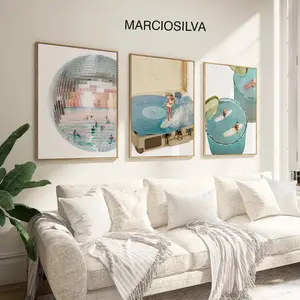 Coastal Groove Set of 3 || disco beach surf print, retro summer, trendy coastal aesthetic