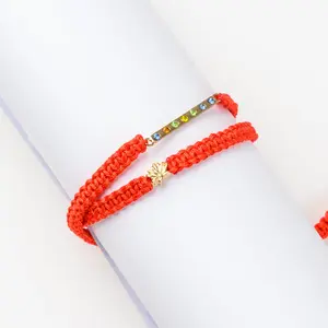 Chakra Points & Om & Hamsa Cord Bracelet