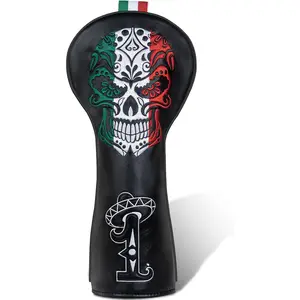 Golf Club Covers, Funny Golf Head Covers, Driver Headcover, Hybrid Headcover, Fairway Woods Head Covers, Putter Cover, Golf Gift Accessories for Men, Day of The Dead Skull Skeleton Design Abstract Tiger Golf Club Cover golf balls golf head covers