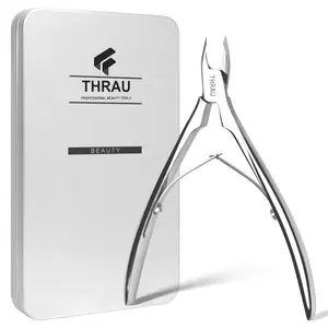 THRAU Cuticle Trimmer for Manicure and Pedicure, Stainless Steel Cuticle Remover Cuticle Nipper, Precise Pointed Tip Grooming Kit for Trim Nail and Dry Skin