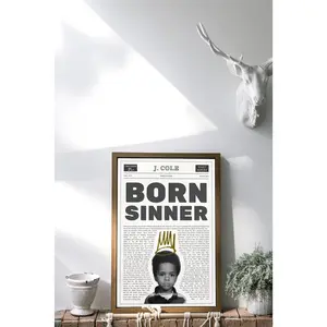 J. Cole Born Sinner Graphic Wall Print - Artistic Artwork Home Decor, Dorm Room Decoration Gift for Him-Her Birthday