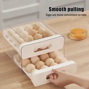 Egg Storage Container for Refrigerator,32 Egg Holder for Fridge,Large Capacity Egg Organizer for Refrigerator,Stackable Egg Tray,Clear Egg Containe