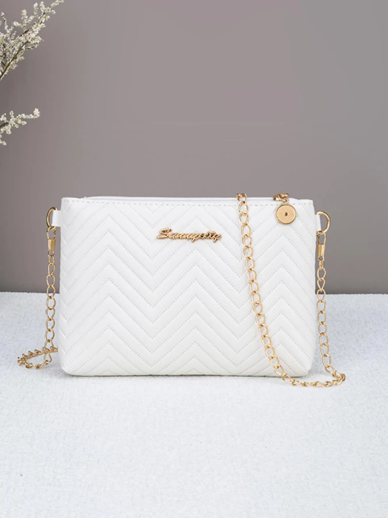 Women's Elegant Minimalist Quilted Crossbody Bag, Fashionable PU Leather Zipper Shoulder Bag for Daily Life, Casual Trendy Versatile All-match Commuting Bag, Handbag Shoulder Purse, Casual Commuter Bag