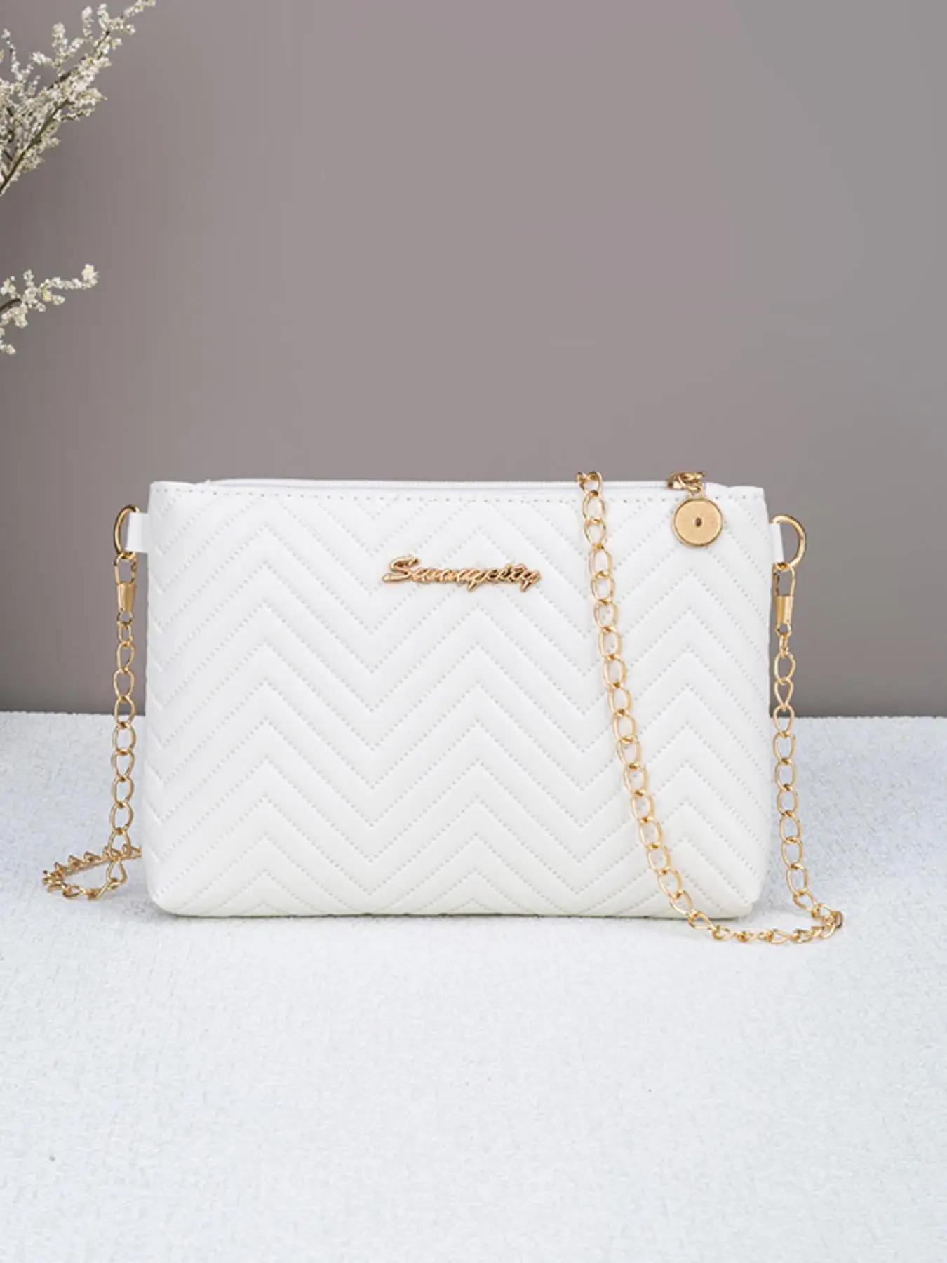 Women's Elegant Minimalist Quilted Crossbody Bag, Fashionable PU Leather Zipper Shoulder Bag for Daily Life, Casual Trendy Versatile All-match Commuti