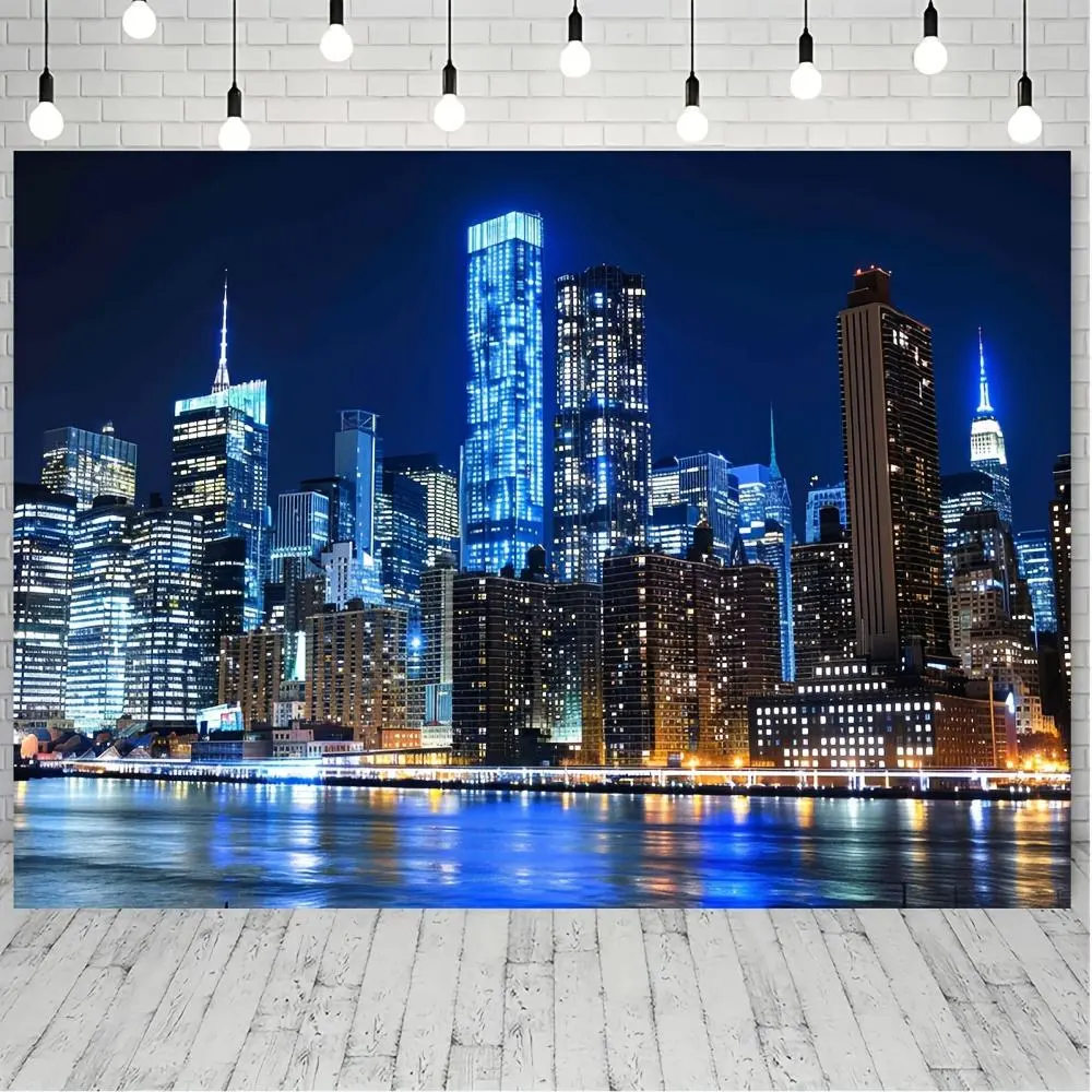 1PC,2D Flat Backdrop City Night View Decorative Backdrop, Festival Party Decoration Background, Urban Neon - themed Backdrop, Birthday Wedding Event Decoration Background, Room Wall Decor Hanging Cl
