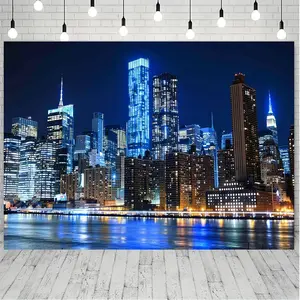 1PC,2D Flat Backdrop City Night View Decorative Backdrop, Festival Party Decoration Background, Urban Neon - themed Backdrop, Birthday Wedding Event Decoration Background, Room Wall Decor Hanging Cl