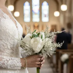 Artificial Bridal Rose Bouquet, Elegant Decor for Weddings and Home