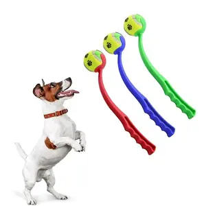 Pet Throwing Stick Dog Hand Throwing Ball Toys, Pet Tennis Launcher Pole, Outdoor Activities, Dogs Training Toys, Interactive Training Ball, Pet Supplies, Random Color