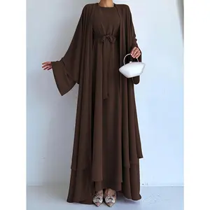 Women'S Elegant Islamic Abaya - Long Sleeve Muslim Dress with Belt, Loose Fit Islamic Clothing for Ramadan, Plu Size Elegant Dresse For Women, Plu Size Dresse For Women, Abaya For Women Muslim, Abaya Inner/underdres, Luxurious Gulf Abaya For Women