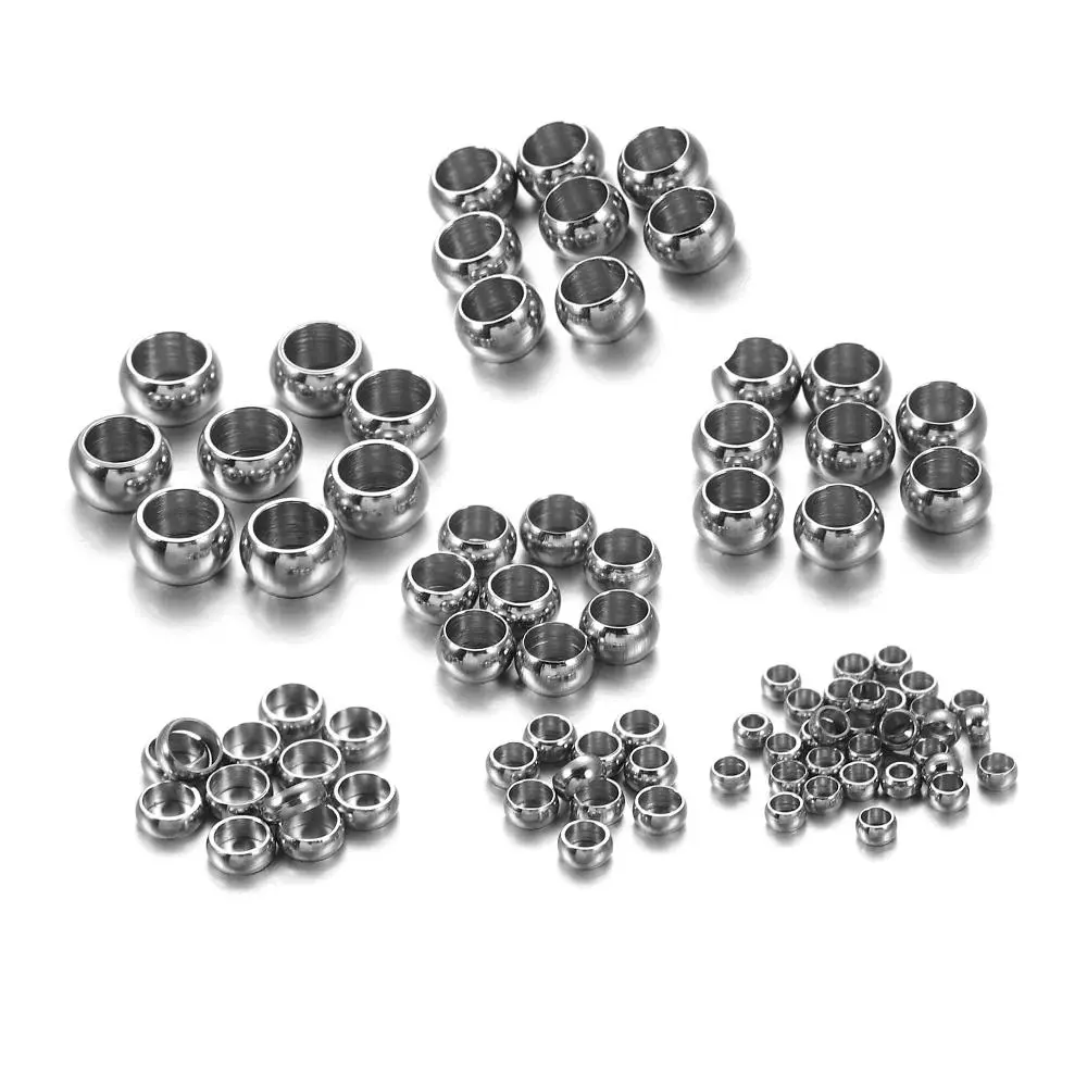 100/120pcs 1.5 2.5 4mm Stopper Spacer Beads Stainless Steel Big Hole Ball Crimp End Beads For Diy Jewelry Making Accessories