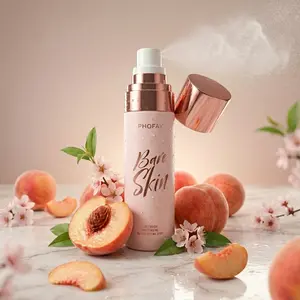 PHOFAY Bare Skin Hydrating Setting Spray - 12H Ultra-Lock Micron Mist | Alcohol-Free & Peach Scented | Anti-Creasing, Smudge-Proof Glow for All-Day Wear.