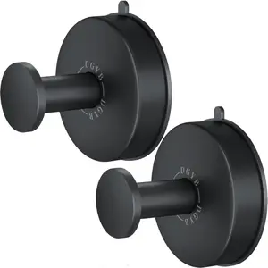 Suction Cup Hooks for Shower 2 Pcs Matte Black Towel Hooks for Bathrooms SUS 304 Stainless Steel Shower Hooks for Inside Shower 15 Lb Modern Suction Hooks for Shower Wall
