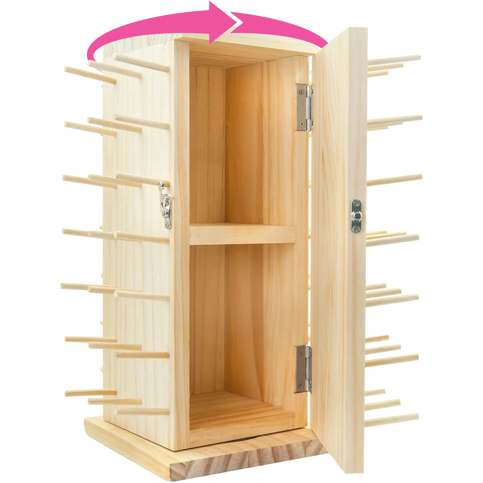 Pink Power 84-Spool Thread Holder Stand, 360-Degree Rotating Wooden Storage Rack & Organizer for Sewing, Embroidery, Quilting & Craft Rooms, Thread Spool Organizer for Sewing Supplies, Craft Room Storage & Easy Thread Access, Thread Spool Display Rack