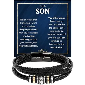 Bracelet for Son from Parents, Bracelet For Son From Mom, Son Gifts from Mom and Dad, Birthday Gift For Son, Men Bracelet, Son Birthday With Message Card and Gift Box
