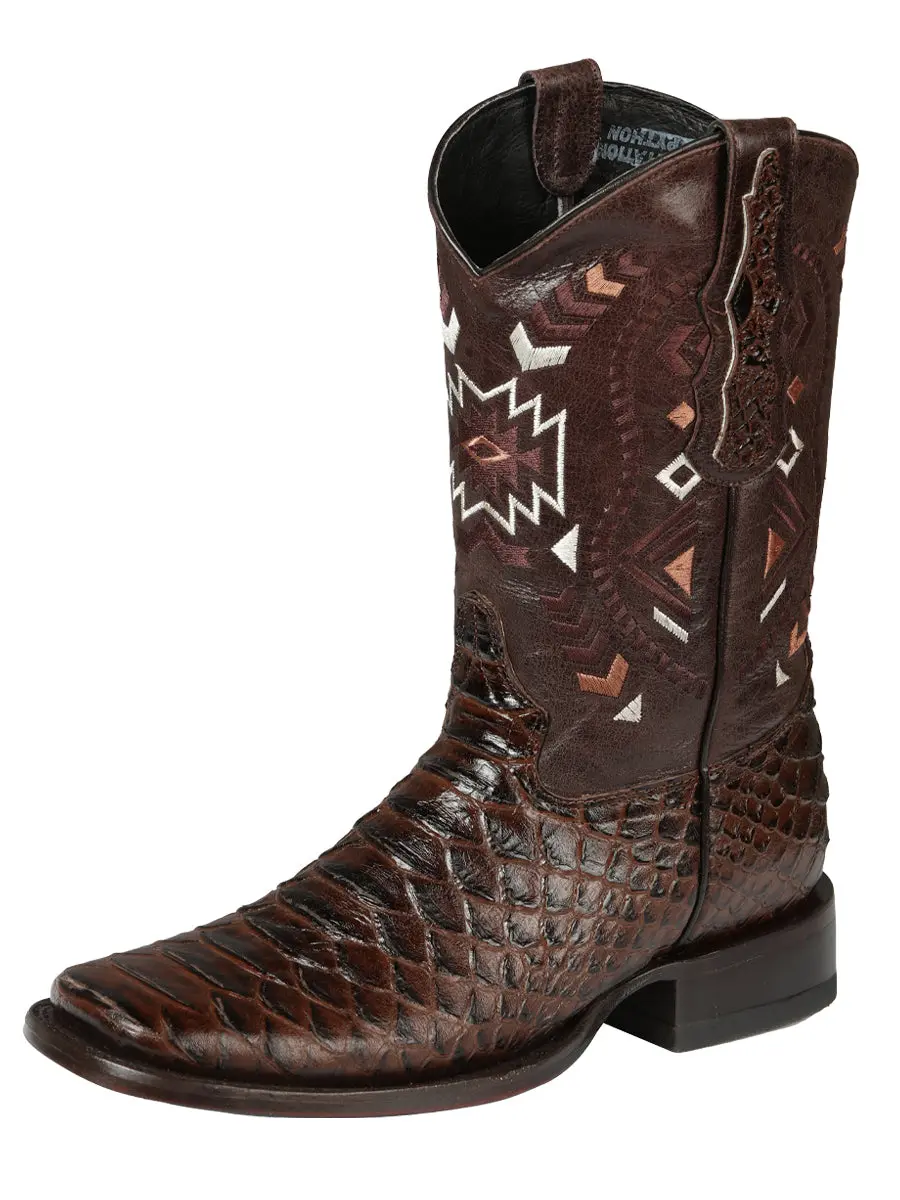 El General Men’s Python Imitation Rodeo Boots - Brown 45095