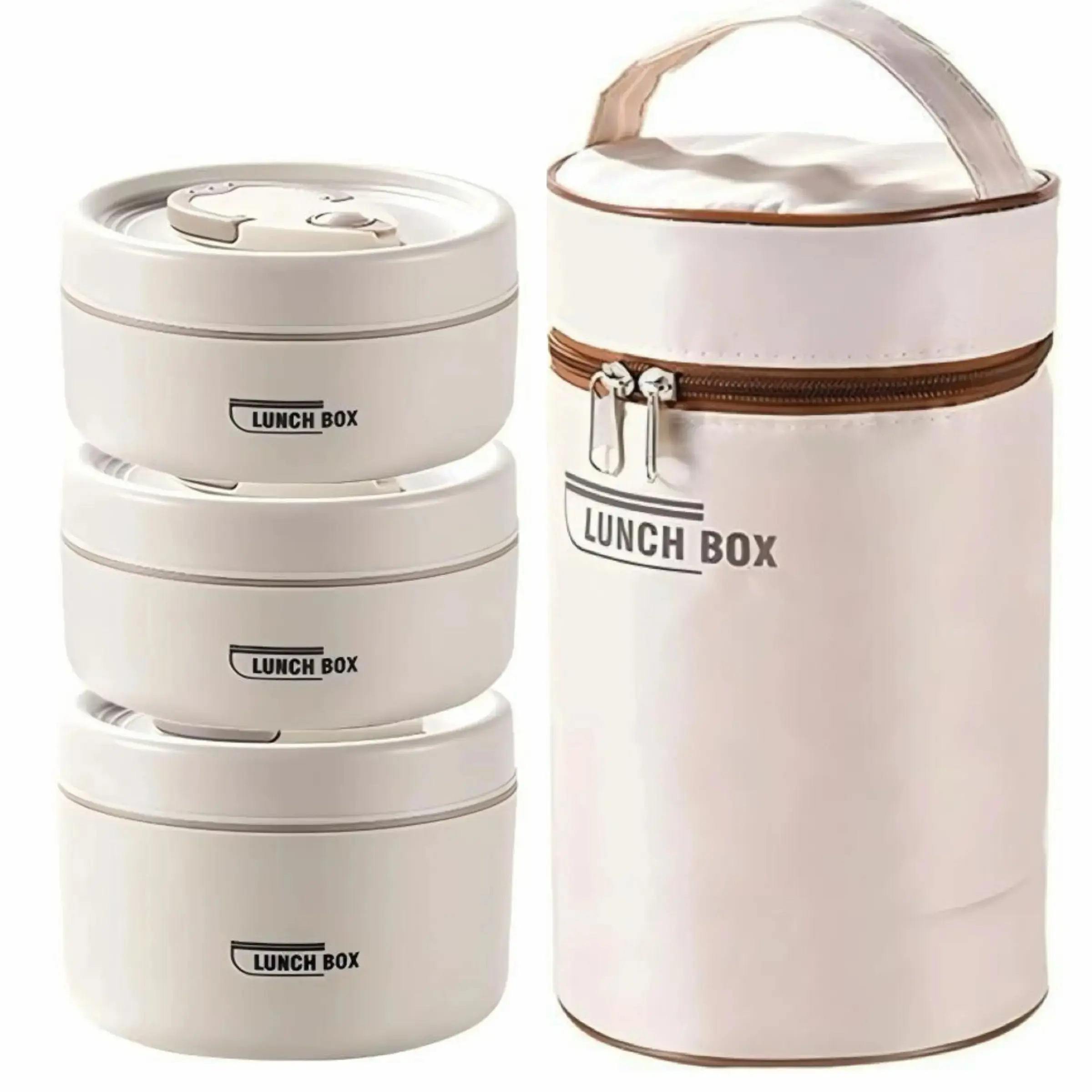 Portable Lunch Box Set with Insulated Bag, 3 Independent Stackable Containers, Insulated Lunch Compartment, Ideal for Adults & Kids, Perfect for Work & School Meals, Storage Lunch Boxes