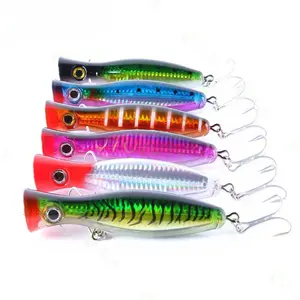 43g Long Cast Popper Fishing Lure, Heavy Duty Treble Hook Topwater Popper, Big Splash Saltwater Lure for Offshore Fishing