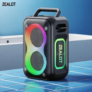 ZEALOT Durable Bluetooth Speaker, 60W HD Stereo, IPX6 Waterproof, Powerful Bass, RGB Lights & Long Battery, Dual Carry for Outdoor Events & Gifts.