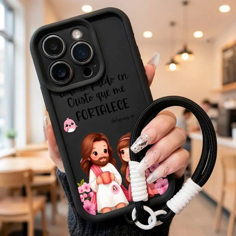 Phone Case with Lanyard, Soft Silicone, Fully Protected and Shockproof For iPhone 17 16 15 Pro Max 14 13 12 11 X Plus Air 17E