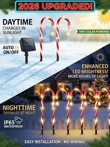 Solar Candy Cane Lights 12-Pack, 39.4ft Extra Long Christmas Pathway Lights Outdoor Waterproof, Candy Cane Yard Stakes Holiday Garden Decor