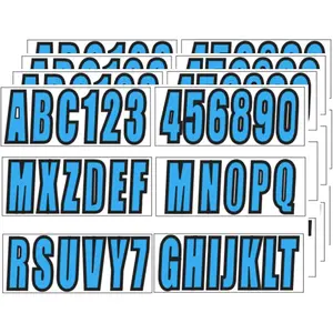 24 Sheets 3 Inch Boat Identification Stickers for Boat Engine Decor Blue Self Adhesive Vinyl Letters and Numbers Stickers