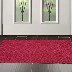 Handmade Washable Rustic Jute Braided 2'x3' Mug Rug Decorative Tufted Area Rug - Durable, Soft, Easy-to-Clean, Stain-Resistant Mat in Blue-Beige, Tan-Teal-Brown, Gray, or Natural for Living Room, Bedroom, or Office