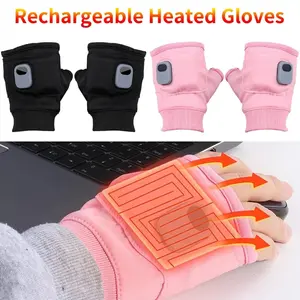 Rechargeable Heated Gloves 360 Degree Heating Thermal Heated Gloves Windproof Fingerless for Outdoor Hiking Cycling Half Finger