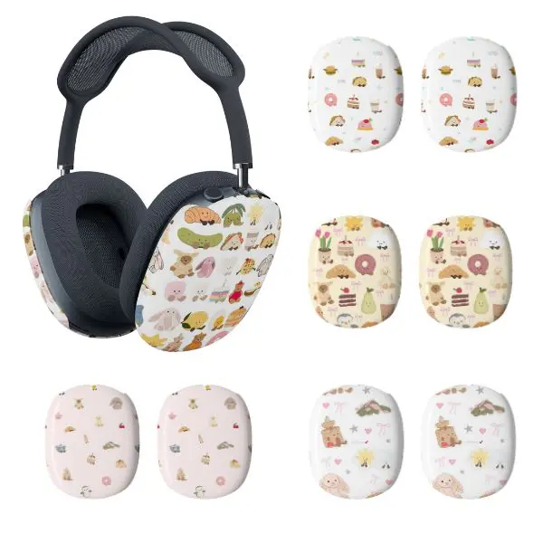 Jellycat-Inspired Durable Bluetooth Headset Case for AirPods Max, Colorful Aesthetic Transparent Kawaii Doodle Cover, Digital Lightning-Ready, Protection & Noise Cancellation Enhancement, Gift for Her