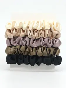 Women's Soft Elastic Hair Bands Set, Champagne Color Seamless Design, Reduces Frizz & Breakage, Perfect for Daily Use