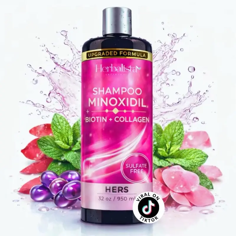 Herbalista - Viral Minoxidil | Keratin | Collagen Shampoo For Women 32oz (950ML) For Her - Rose Petals + Mint Aroma -  Alcohol-Free, Oil-Free Formula for Hair Growth & Hair Loss Prevention - Volumizing, Moisturizing, Unisex - Haircare