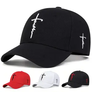Breathable Cotton Cross Embroidered Baseball Cap, Adjustable Outdoor Sunscreen Hat for Men & Women, Spring/Summer Travel & Streetwear
