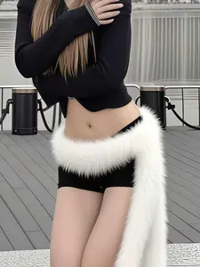 1pc Jazz Dance Faux Fox Fur Belt, Wild Style Hip Scarf, Versatile Dance Waist Chain, Perfect for Festivals, Parties, Stage Performances