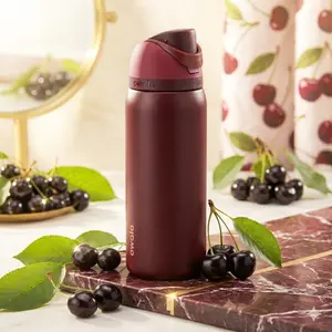 Owala Freesip Black Cherry 32oz Insulated Stainless Steel Water Bottle with Straw, Bpa-Free Sports Water, Limited Edition Leak-Proof Sports Bottle
